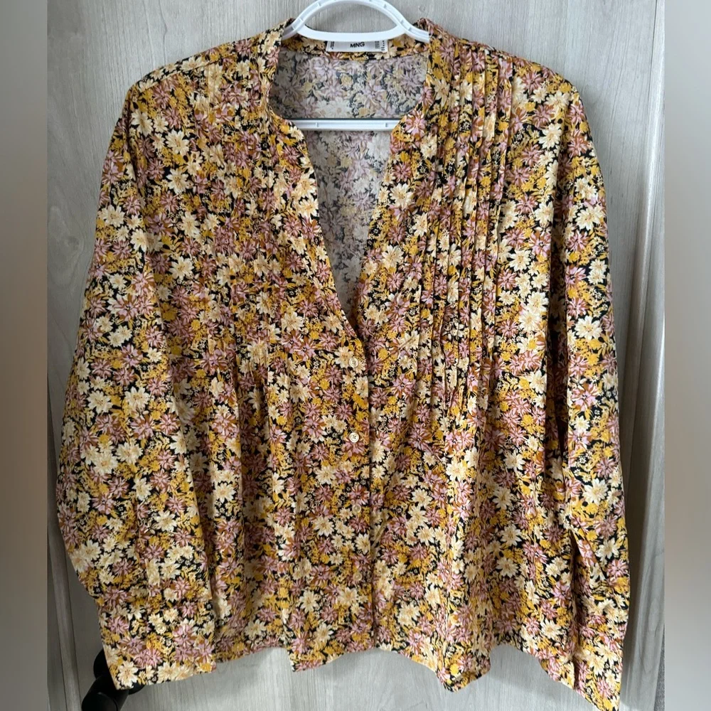 MNG Mango Cotton Floral Top size 6 - Picture 2 of 8